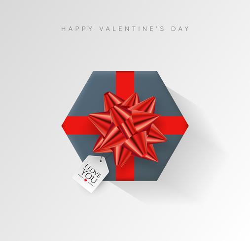 Valentijnsdag vector achtergrond. Kleurrijke verpakte geschenkdoos met lint. Feestelijke vectorillustratie.