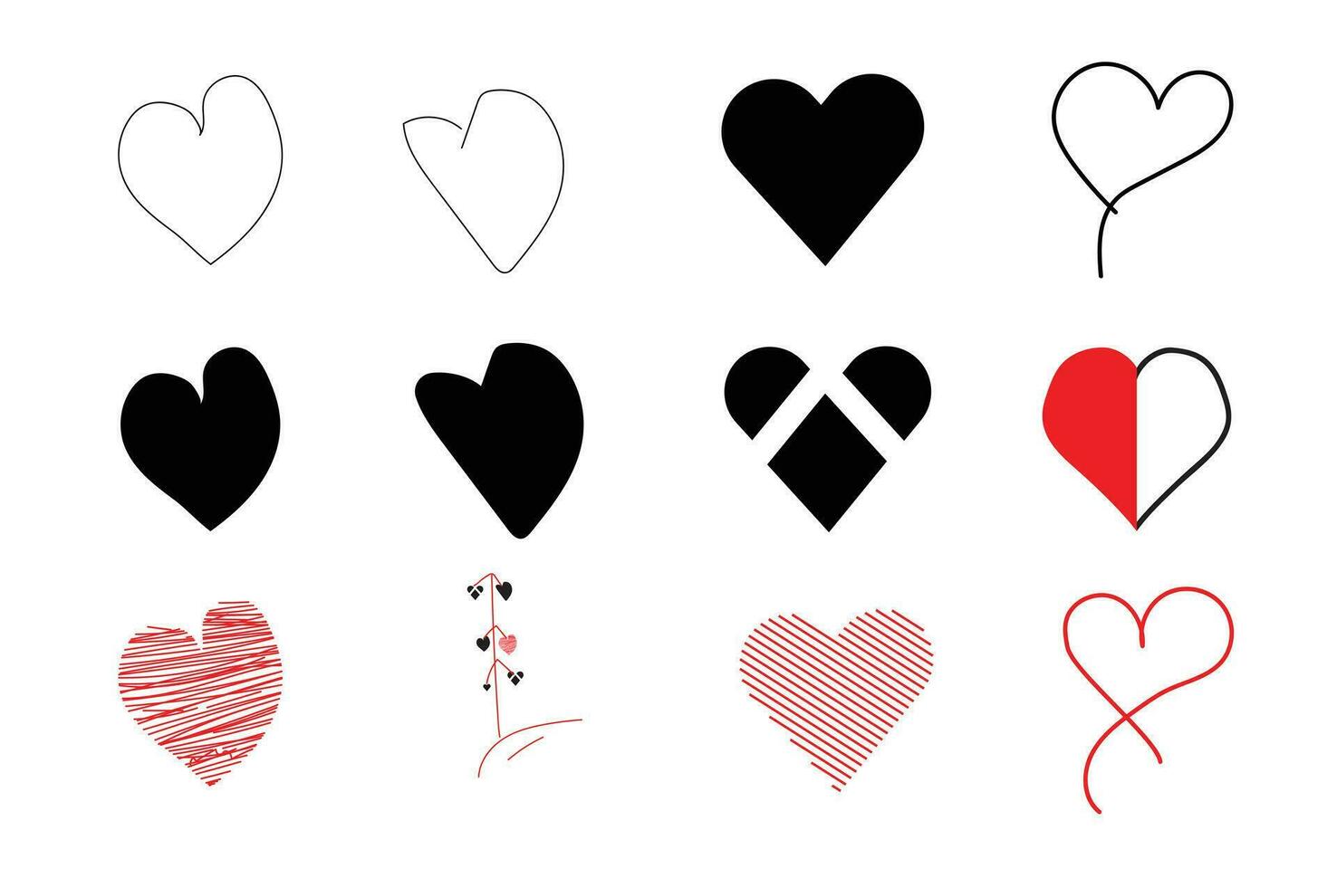 vector verzameling van geïllustreerd hart, liefde pictogrammen eps vrij gebruik andere plaats