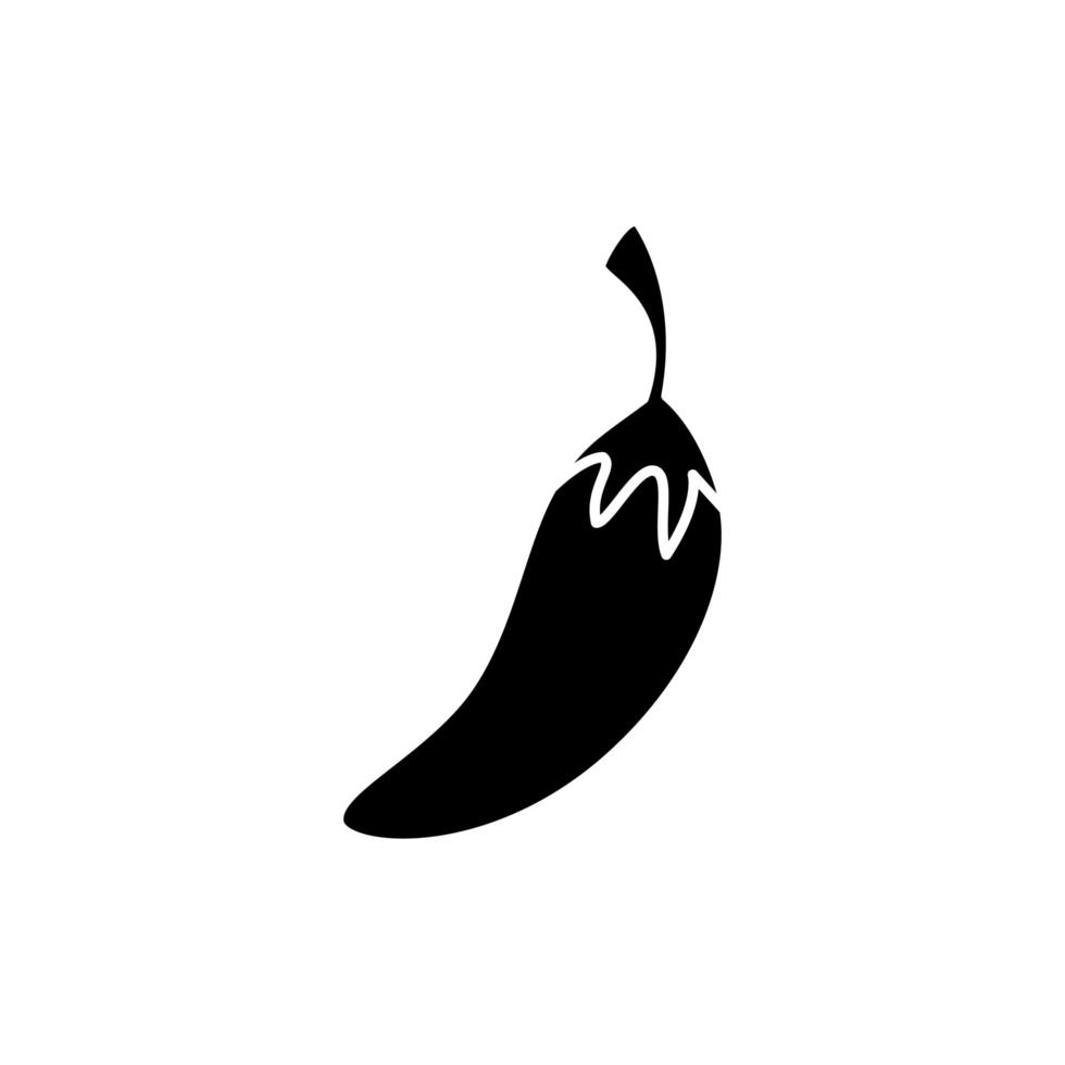 silhouet van chili peper verse groente geïsoleerde icon vector