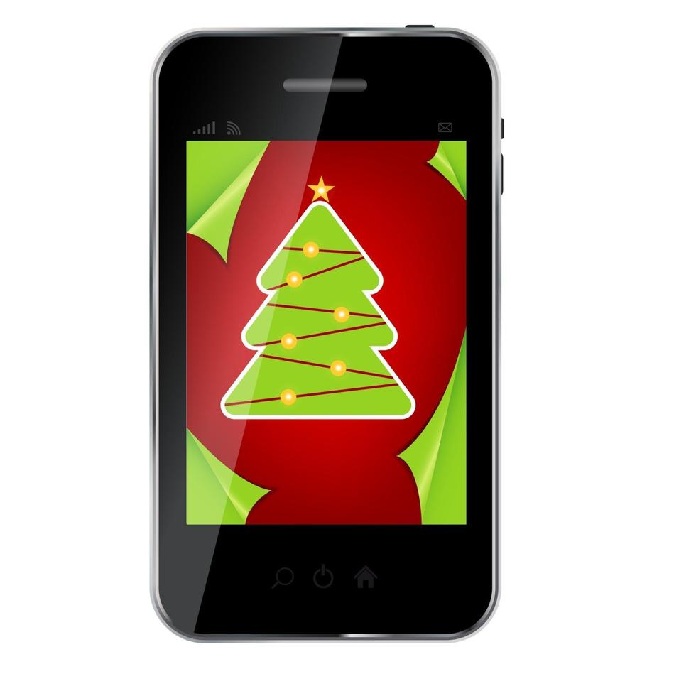 abstract ontwerp mobiele telefoon met kerst achtergrond. vector