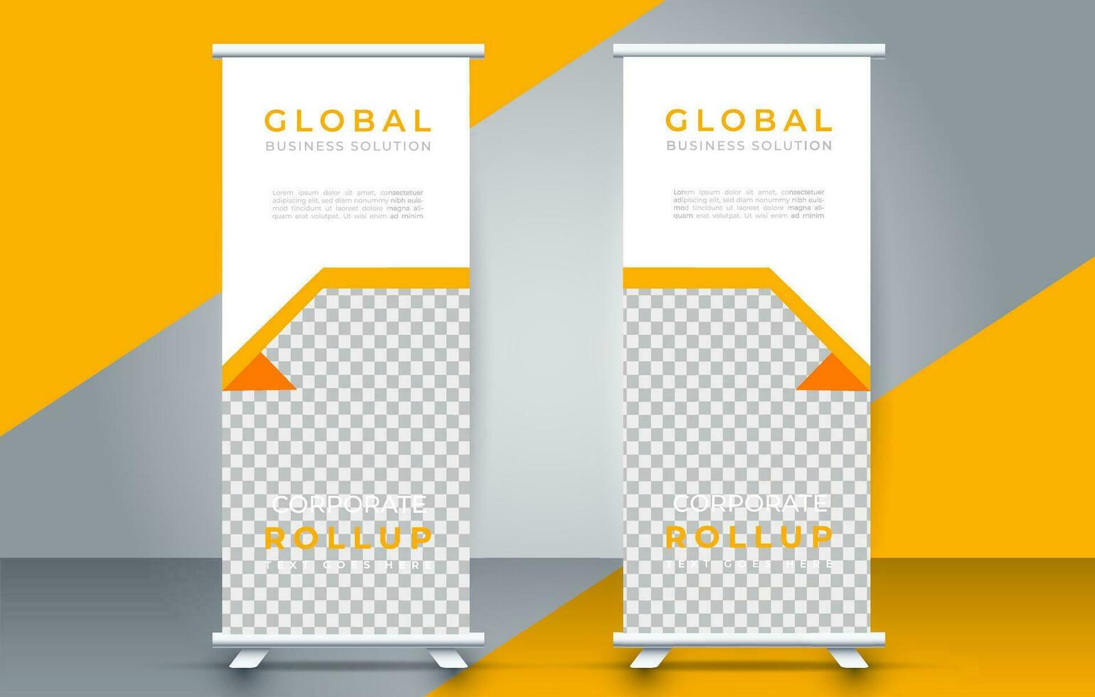 modern rollen omhoog banier ontwerp sjabloon. folder. Trekken omhoog. presentatie. brochure. poster. advertentie. afdrukken media vector