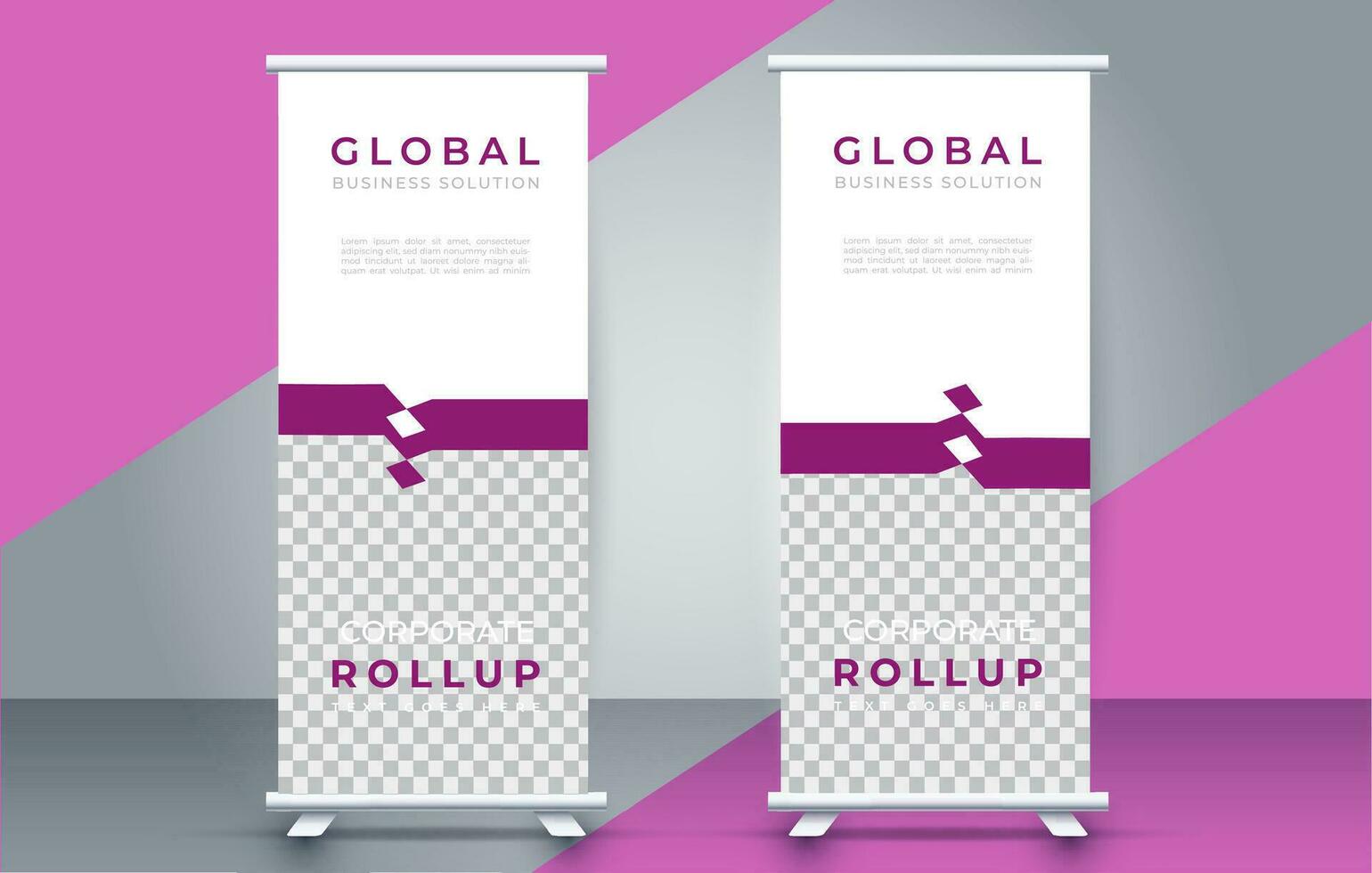 modern rollen omhoog banier ontwerp sjabloon. folder. Trekken omhoog. presentatie. brochure. poster. advertentie. afdrukken media vector