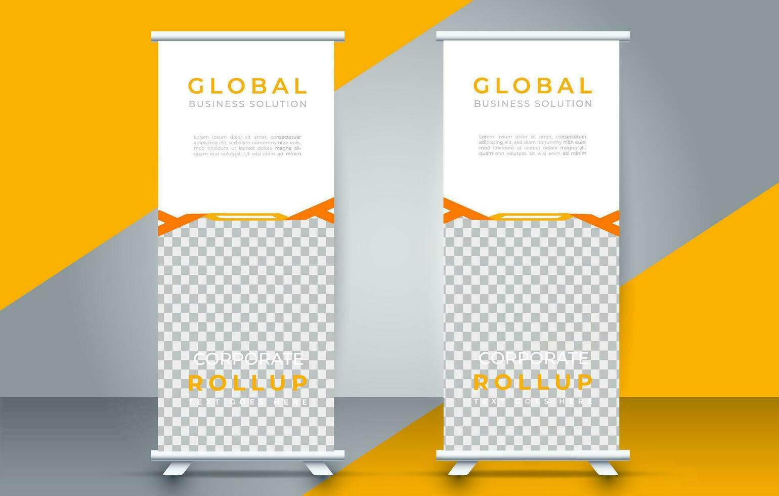 modern rollen omhoog banier ontwerp sjabloon. folder. Trekken omhoog. presentatie. brochure. poster. advertentie. afdrukken media vector