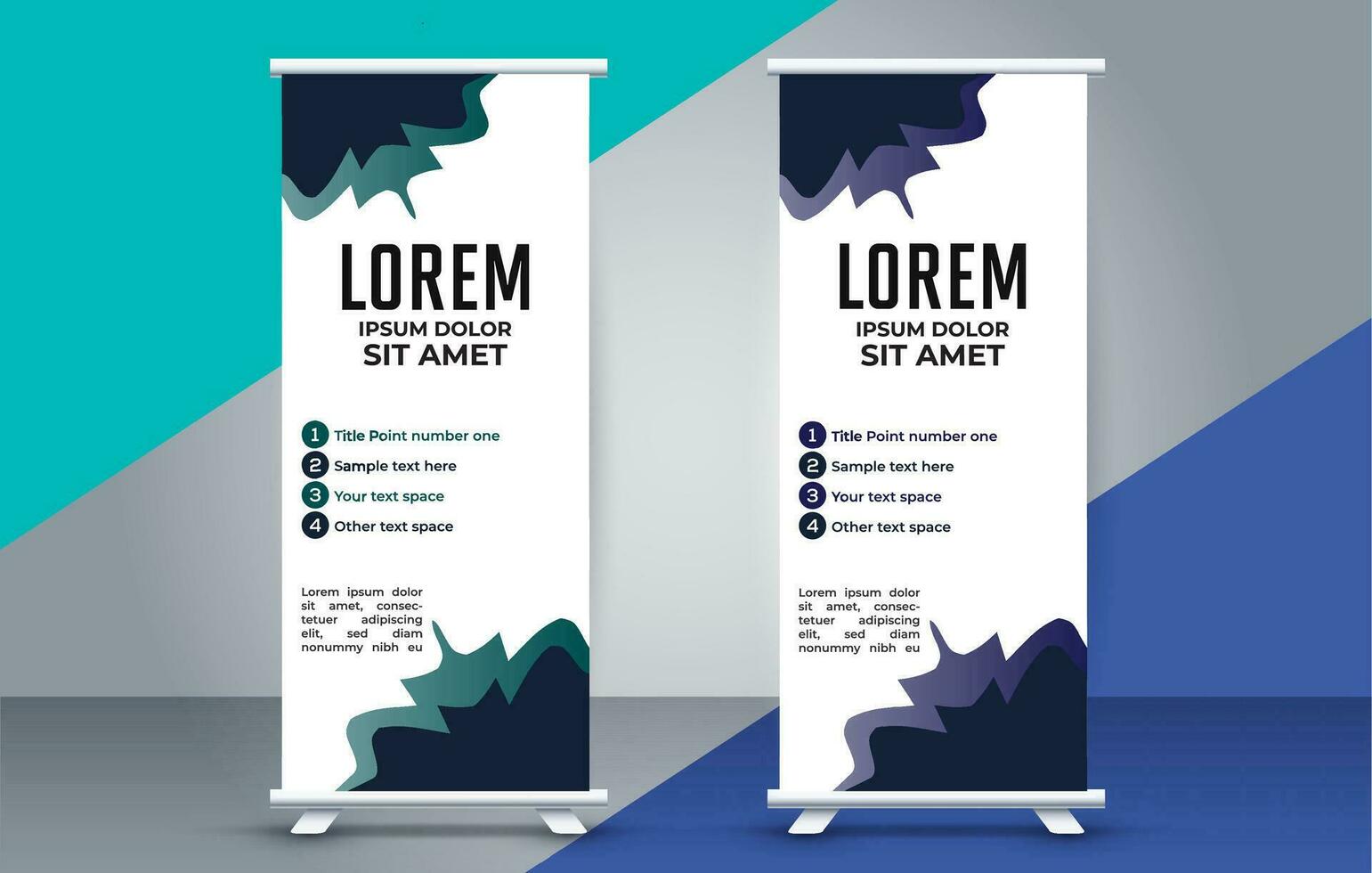 professioneel bedrijf rollen omhoog Scherm standee sjabloon ontwerp vector