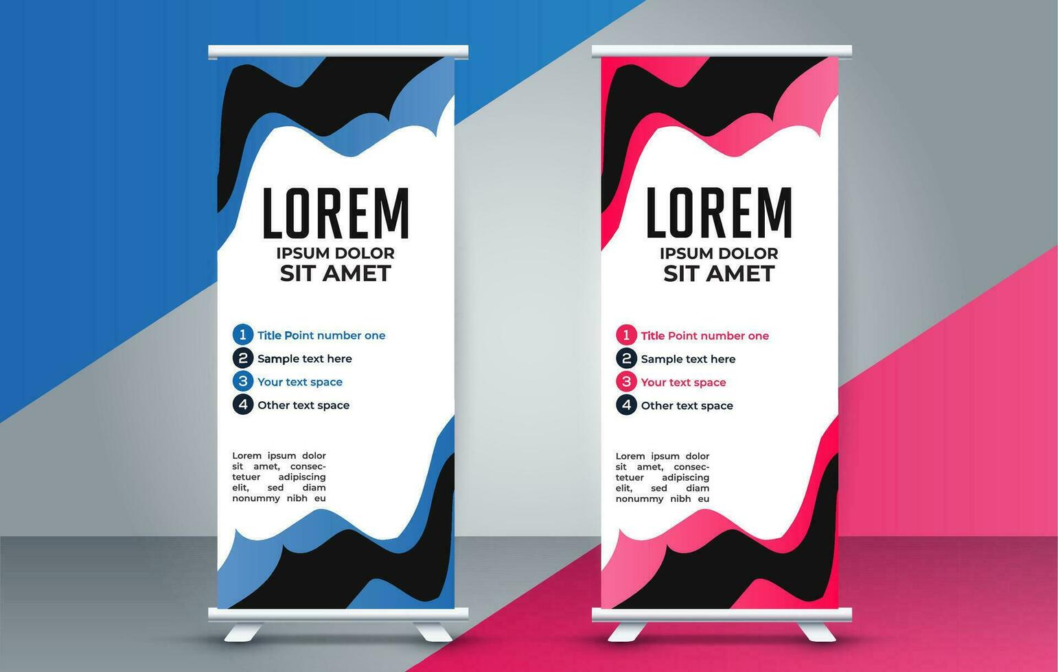 professioneel bedrijf rollen omhoog Scherm standee sjabloon ontwerp vector