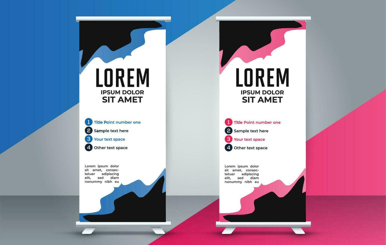 professioneel bedrijf rollen omhoog Scherm standee sjabloon ontwerp vector