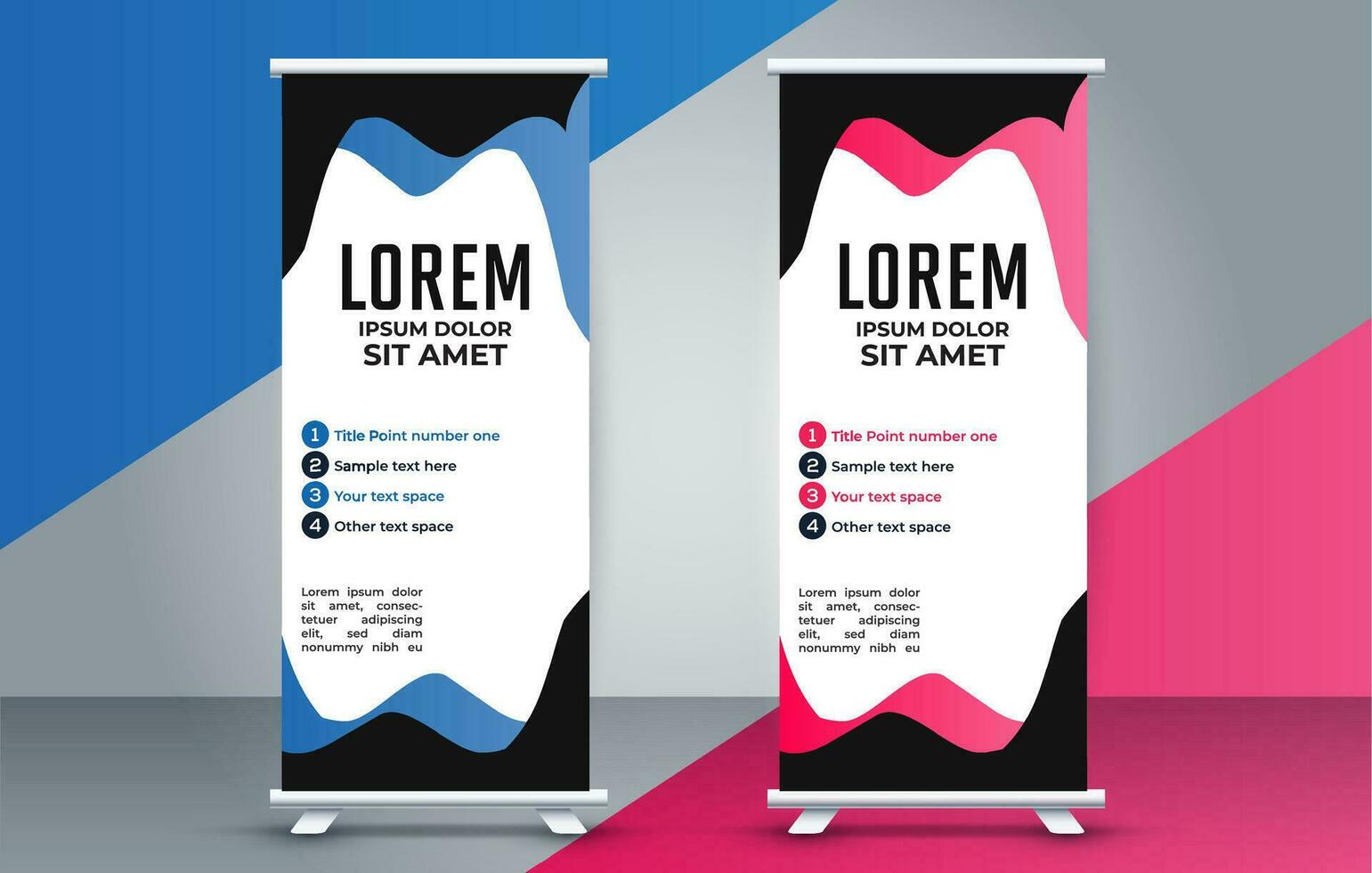 professioneel bedrijf rollen omhoog Scherm standee sjabloon ontwerp vector