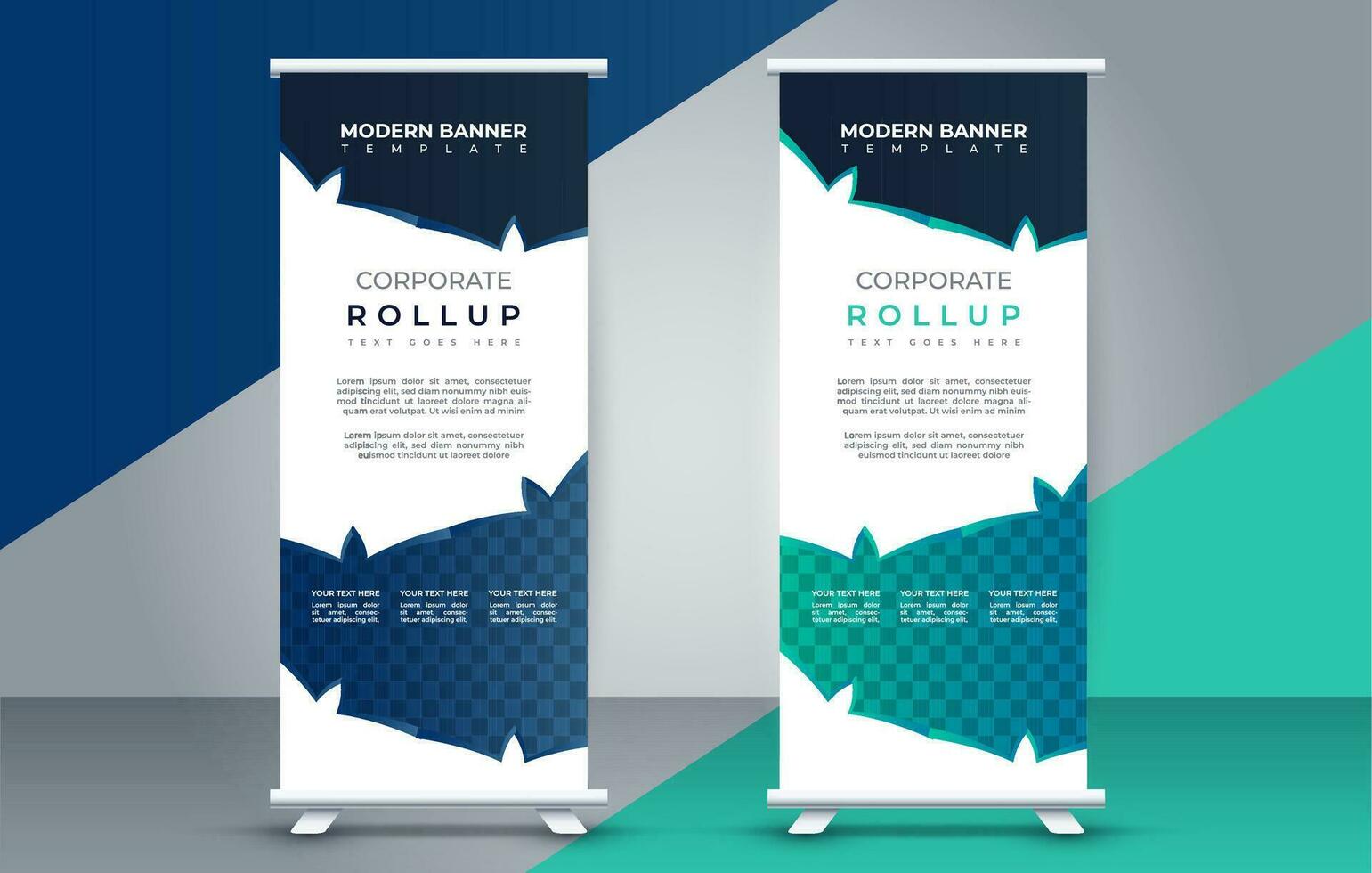 bedrijf rollen omhoog banier ontwerp Scherm standee voor presentatie doel vector