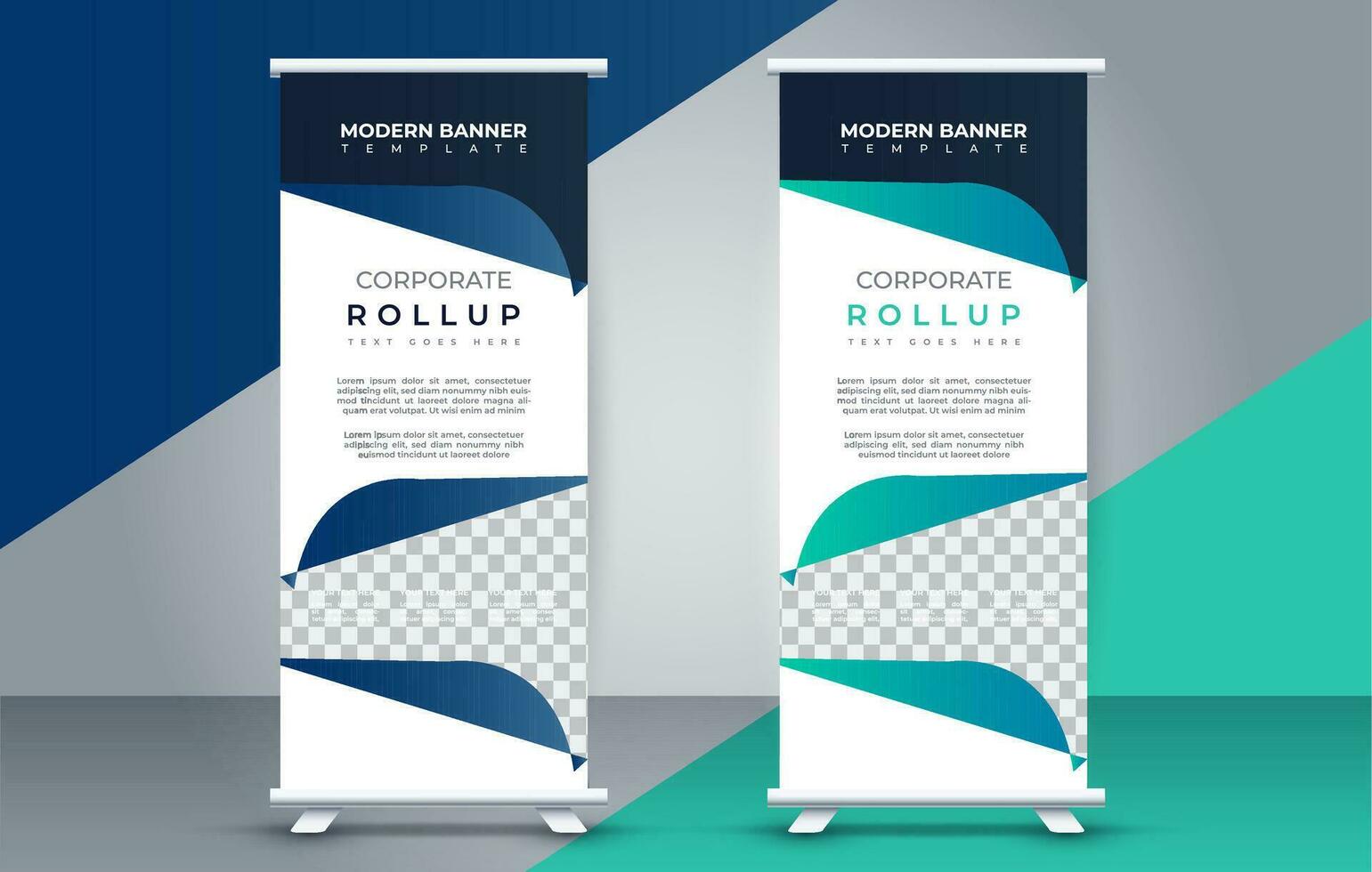 bedrijf rollen omhoog banier ontwerp Scherm standee voor presentatie doel vector