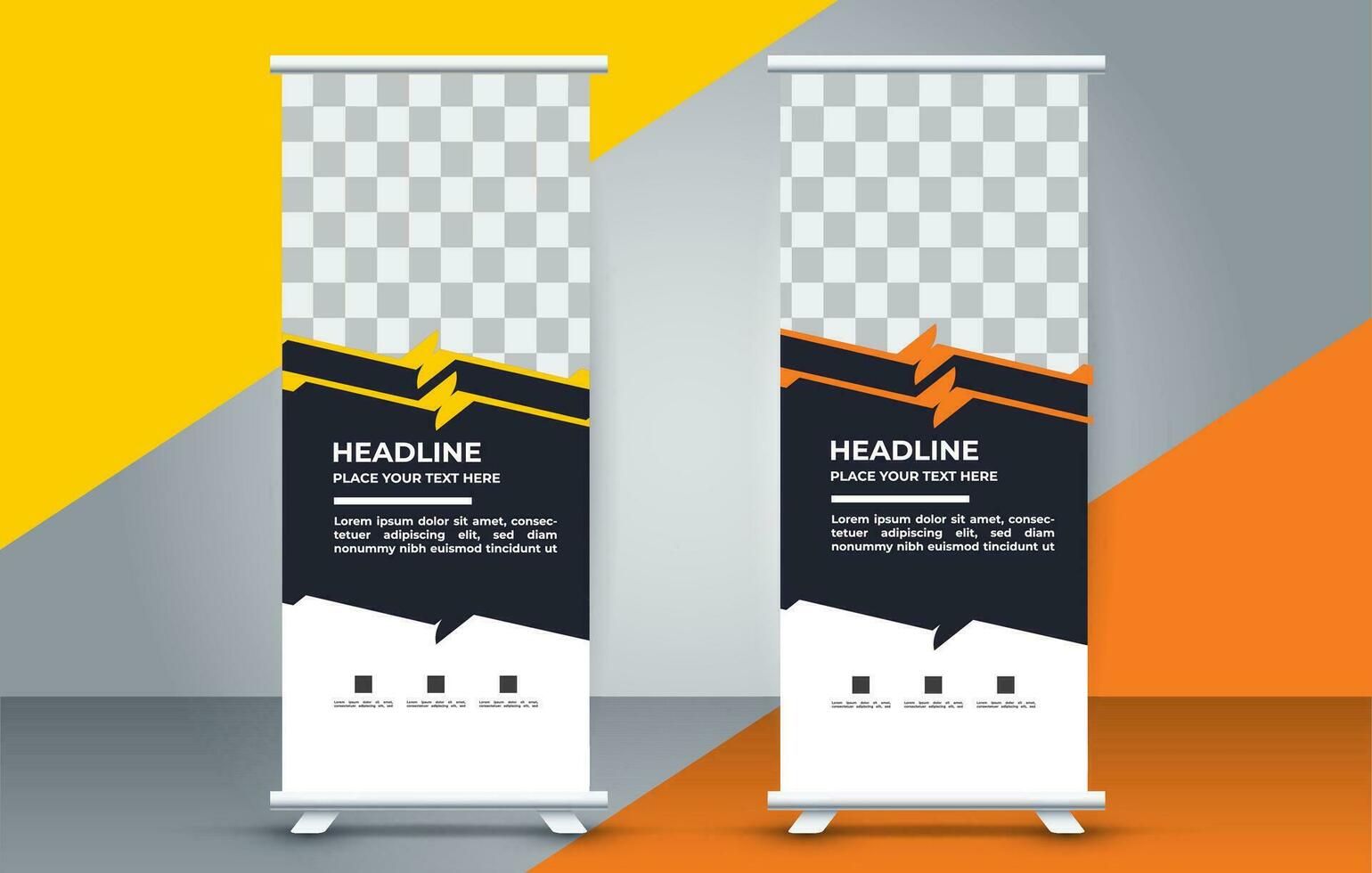 professioneel bedrijf rollen omhoog Scherm standee sjabloon ontwerp vector