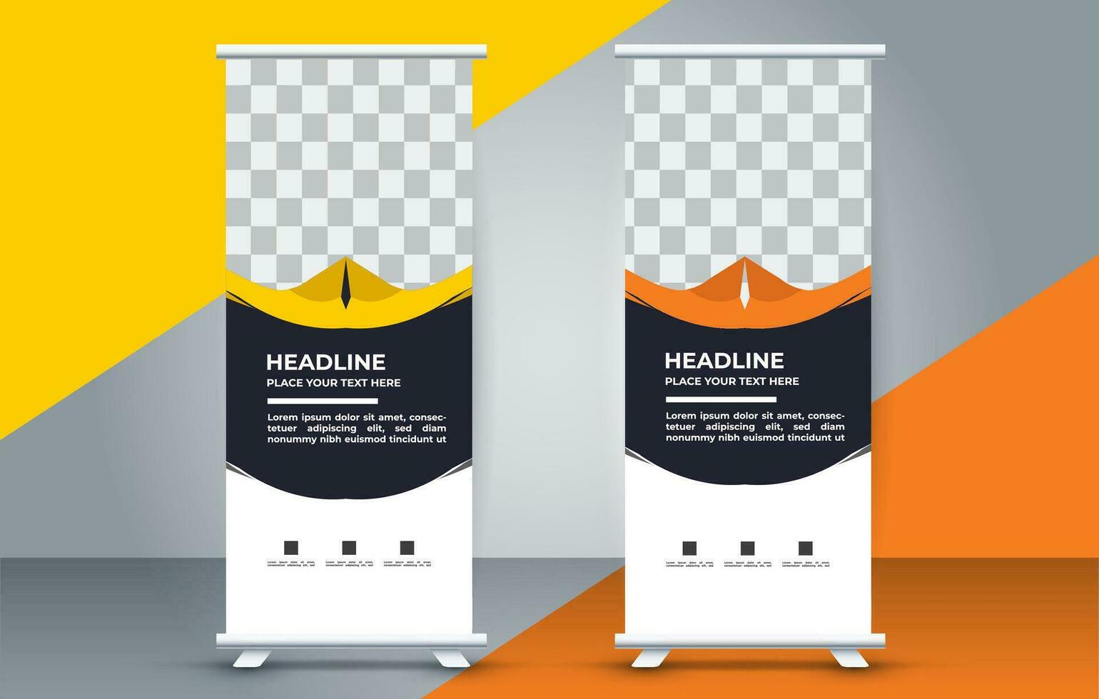 professioneel bedrijf rollen omhoog Scherm standee sjabloon ontwerp vector