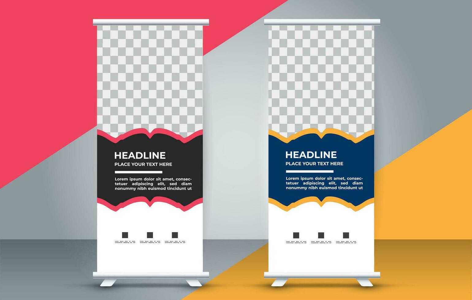 professioneel bedrijf rollen omhoog Scherm standee sjabloon ontwerp vector