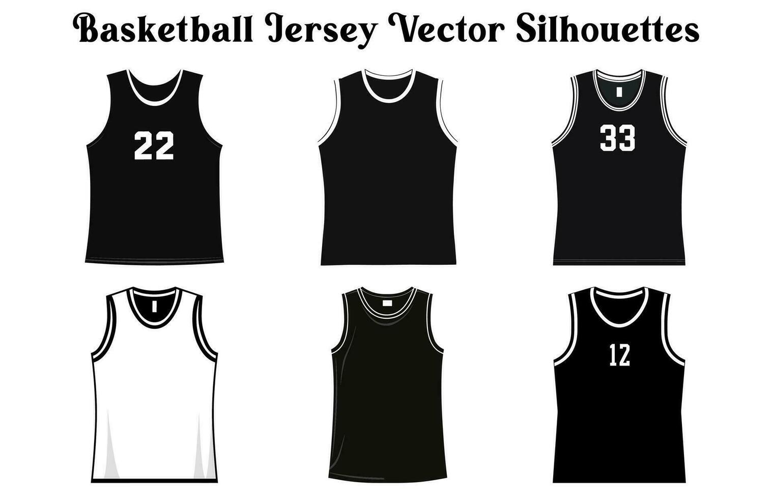 basketbal Jersey vector silhouet set, Jersey, Jersey icoon, Jersey illustratie