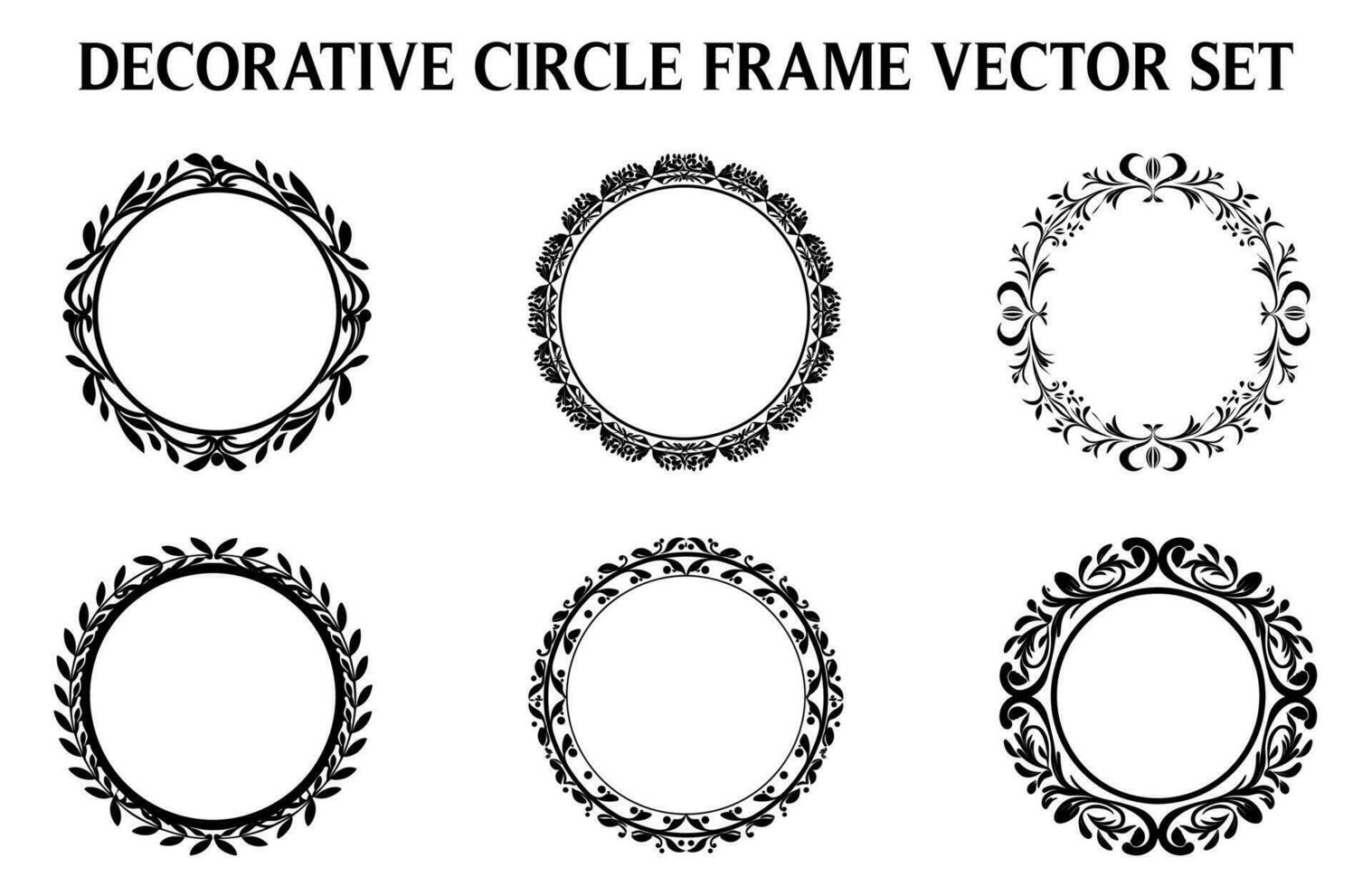 wijnoogst decoratief sier- cirkel kader vector set, ronde vector sier- kader en filigraan bloemen ornamenten