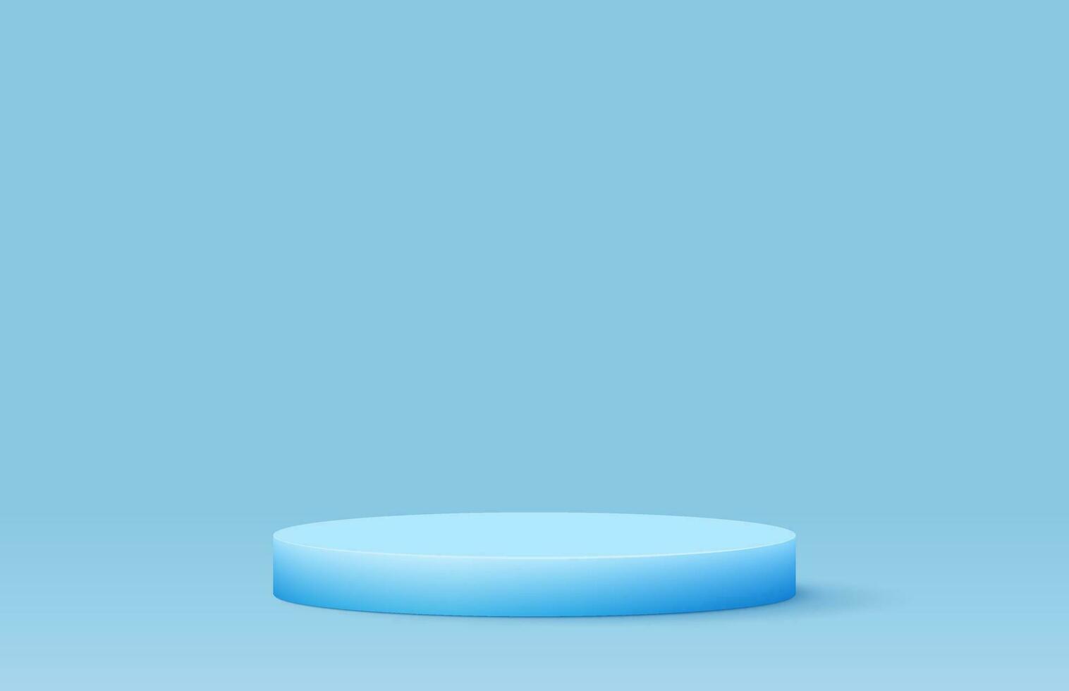 blauw podium realistisch 3d ontwerp, kleurrijk weergave, vector illustratie