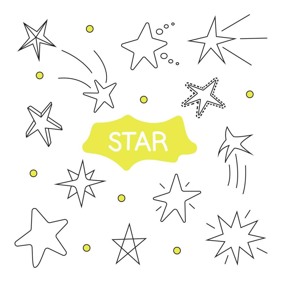 reeks van vector illustraties van sterren in tekening stijl.