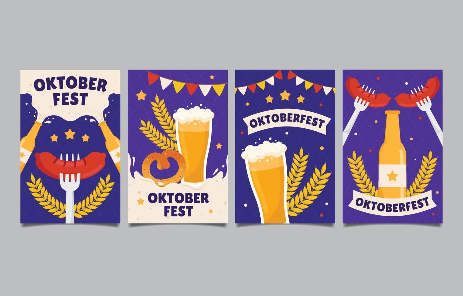 oktoberfest feest kaartenset vector