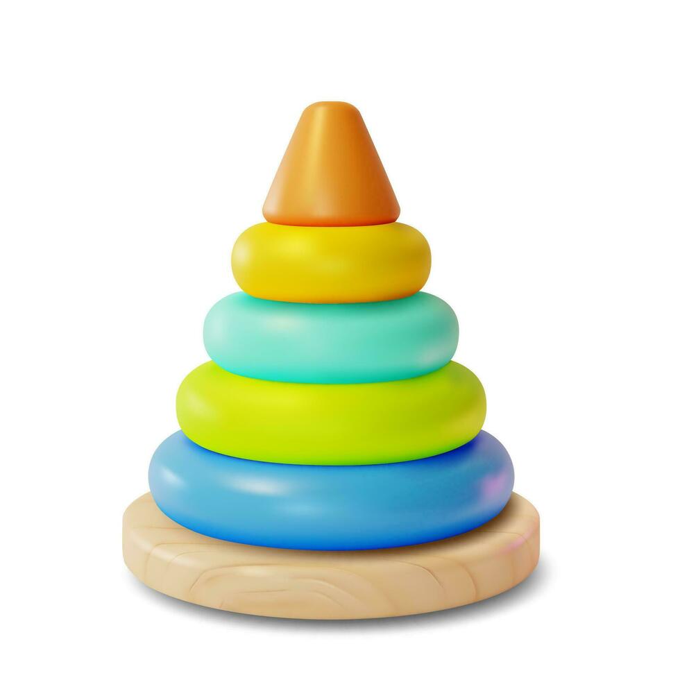 3d kleur kind piramide speelgoed- tekenfilm stijl. vector