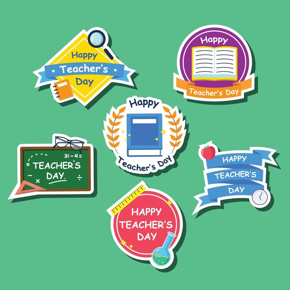 cartoon stickerpakket voor lerarendag vector