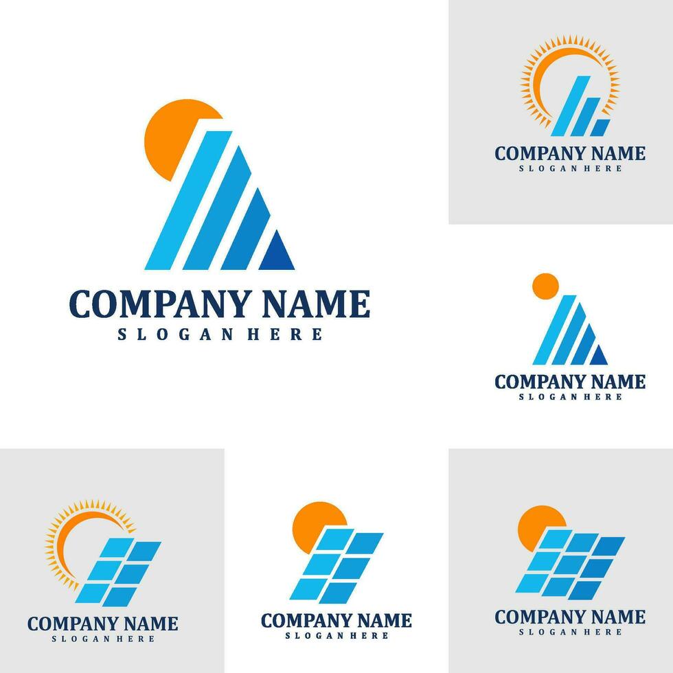 reeks van zonne- logo ontwerp vector. creatief zonne- logo concepten sjabloon vector