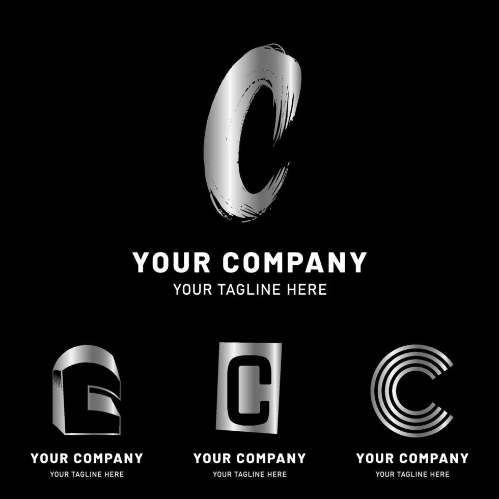 moderne zilveren letter c logo-collectie vector