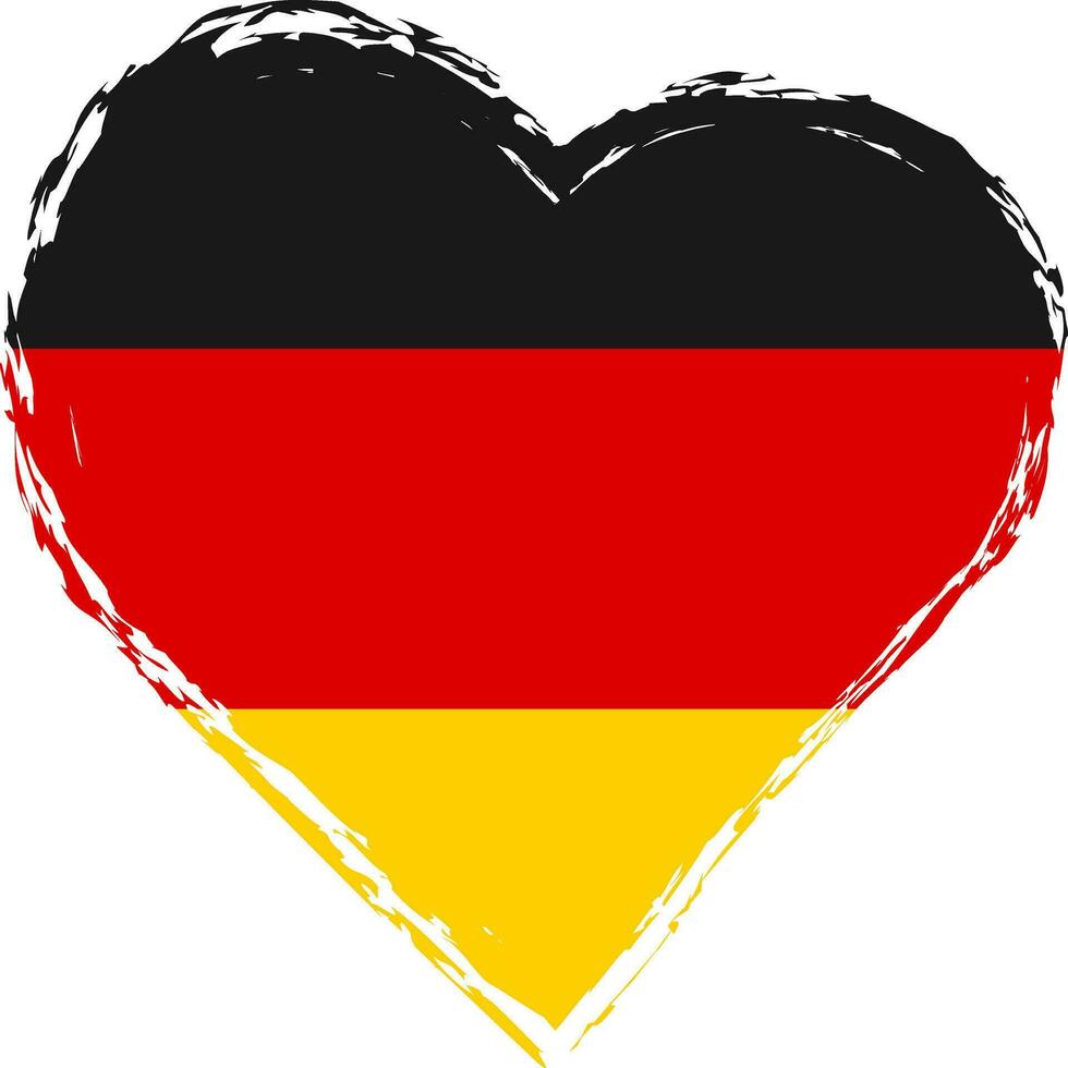 Duitsland vlag in hart vorm grunge penseelstreek. Duitse vlag hart. vector borstel beroerte vlag, symbool.
