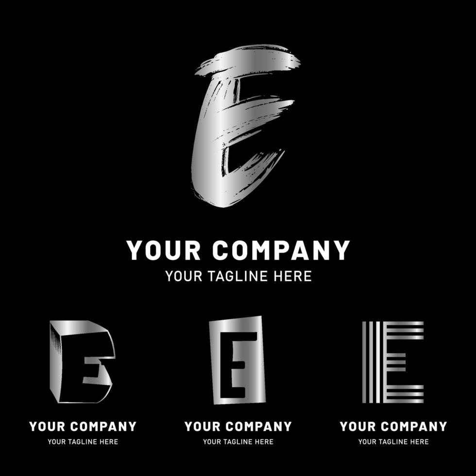 moderne zilveren letter e-logo-collectie vector