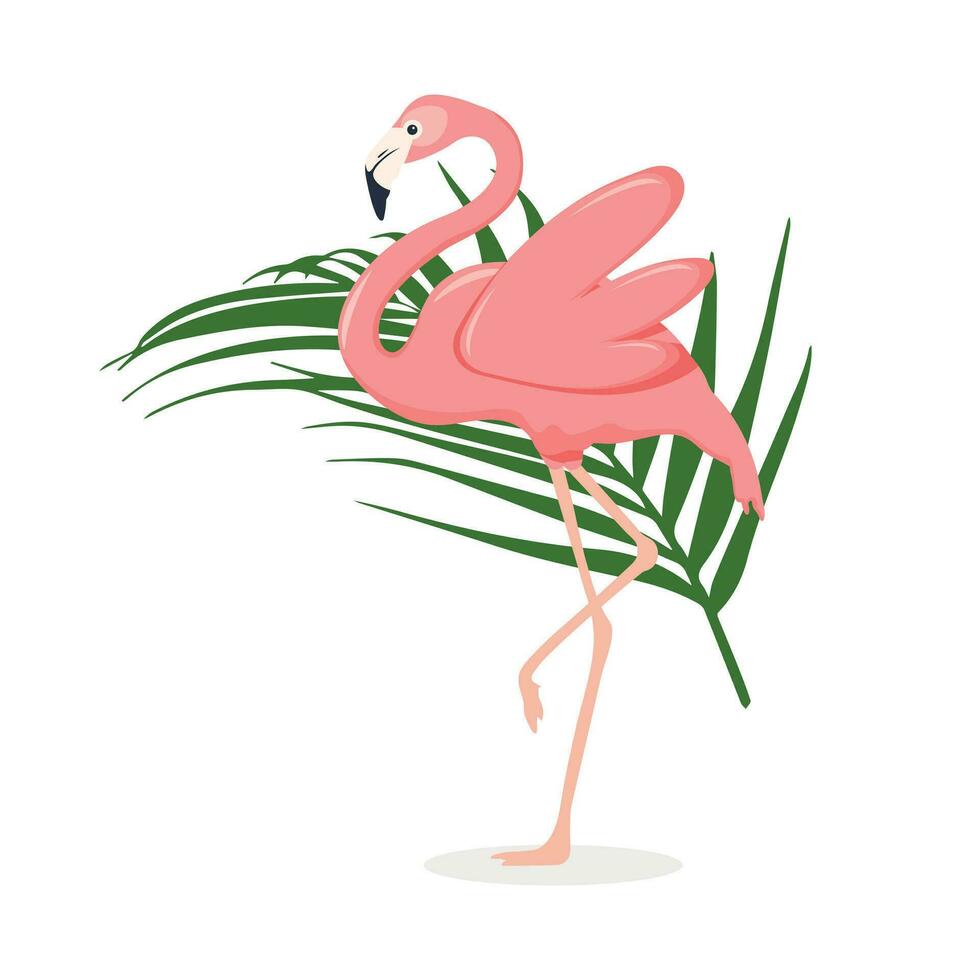 vogelstand flamingo en bloemen. kaders met flamingo. flamingo achtergrond vector