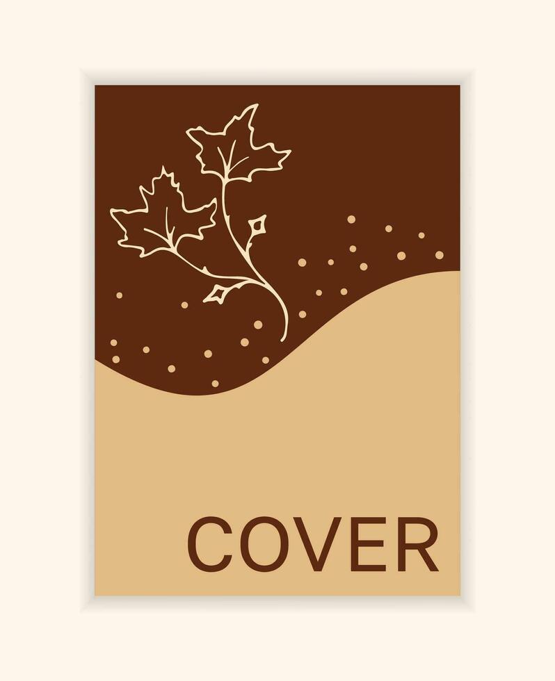 vector notitieboekje herfst omslag. achtergrond met takjes, takken. bruin en beige herfst kleuren.