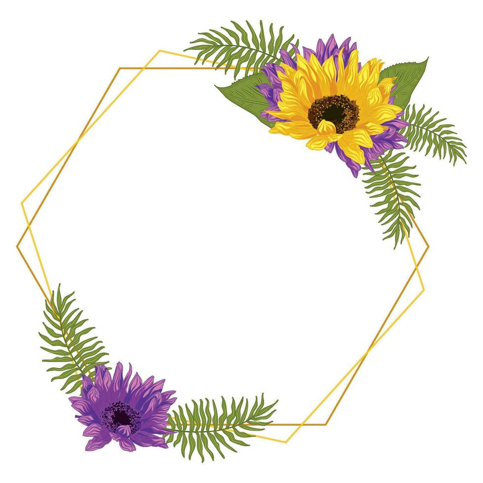gekleurde zonnebloem kader bloem grens vector