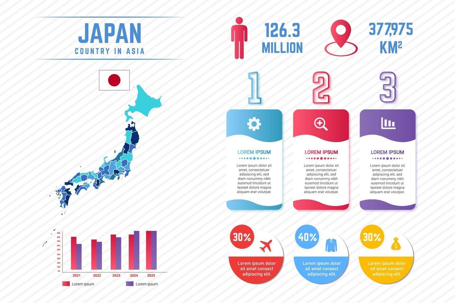 kleurrijke japan kaart infographic sjabloon vector