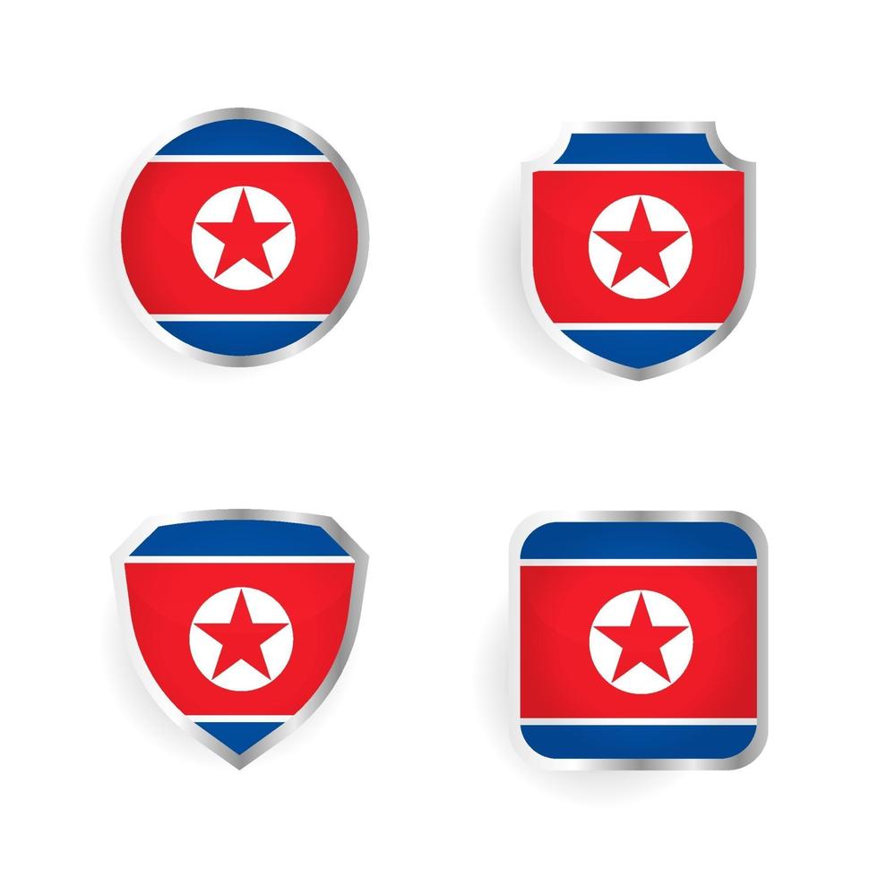 Noord-Korea land badge en label collectie vector