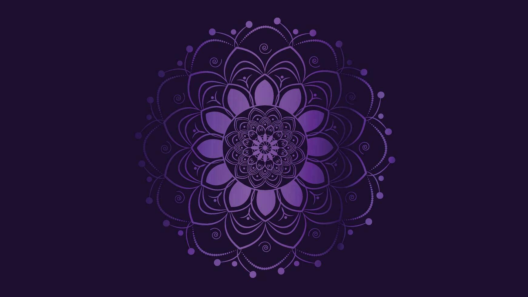 abstract mandala in gemakkelijk stijl in Purper helling schaduw in donker Purper achtergrond. vector