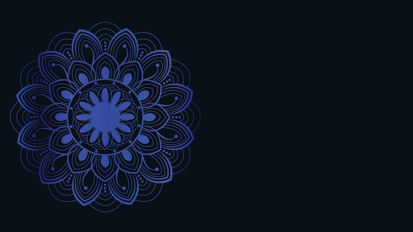 abstract blauw kleur mandala in donker blauw achtergrond. vector