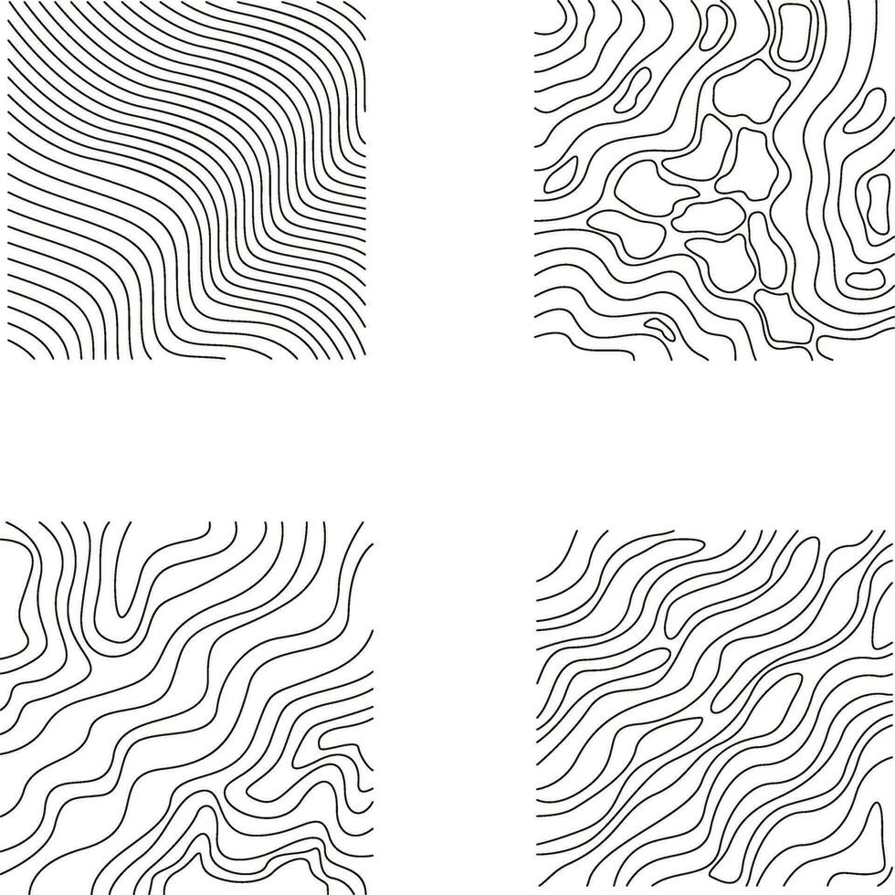 topografie patroon plein in onregelmatig lijn. vector illustratie set.