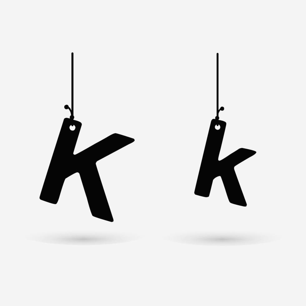 abstract hangend letter k-ontwerp vector