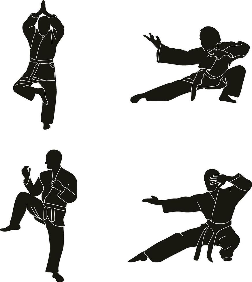 karate vechter silhouet verzameling. geïsoleerd vector set.