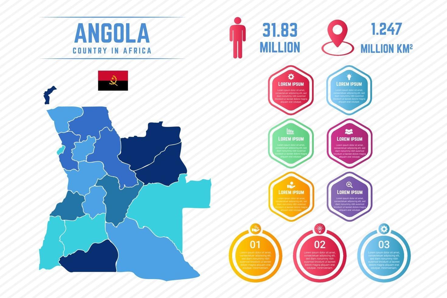 kleurrijke angola kaart infographic sjabloon vector