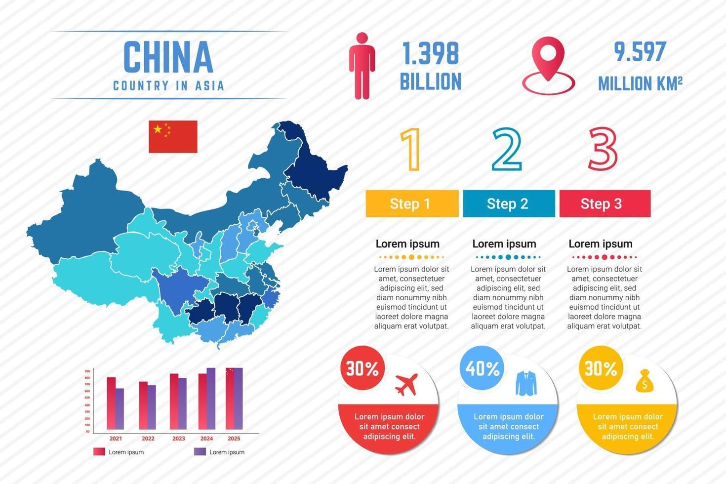 kleurrijke china kaart infographic sjabloon vector