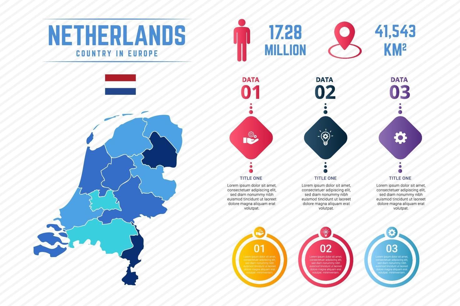 kleurrijke nederlandse kaart infographic sjabloon vector