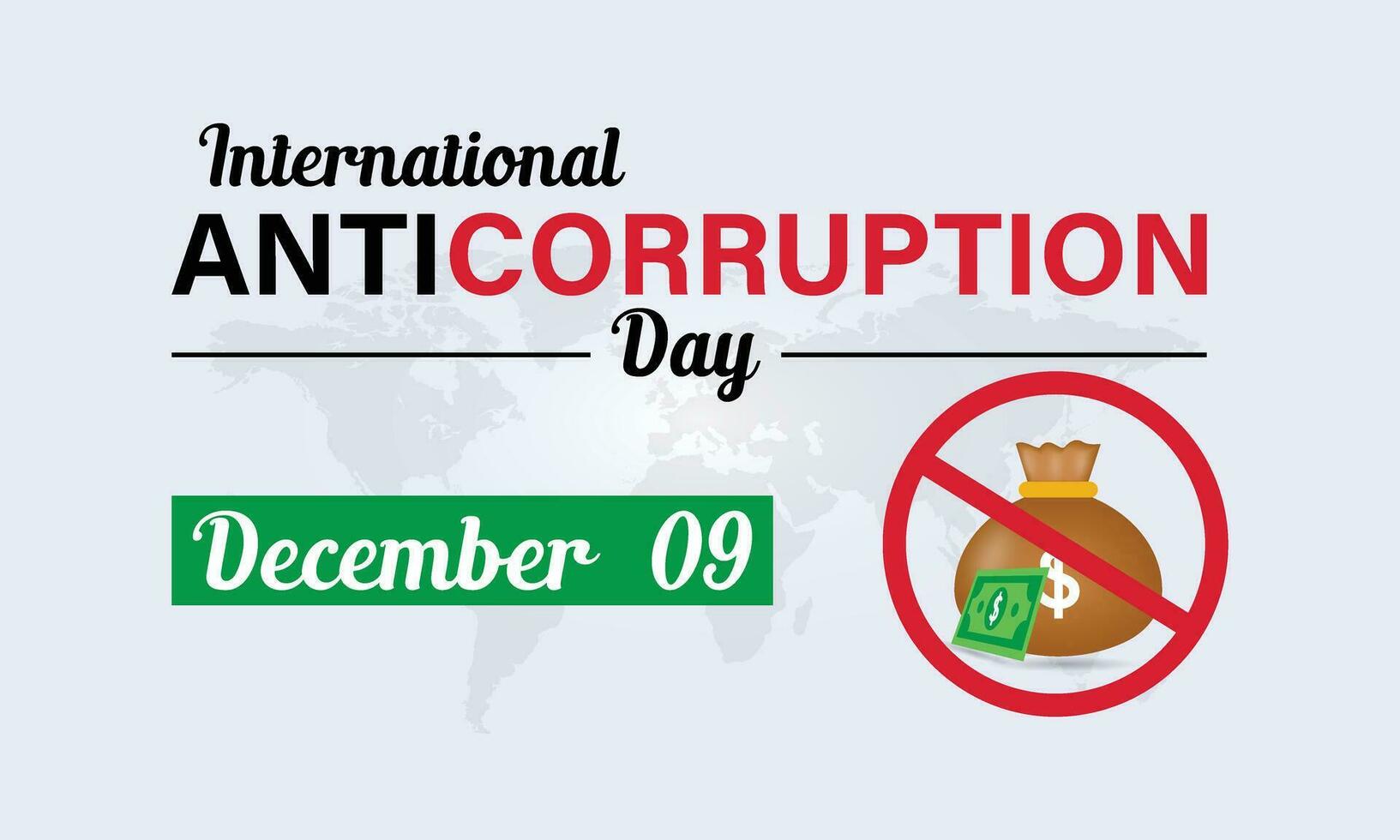 hou op corruptie icoon. Internationale anti corruptie dag. verbod teken. banier, poster, kaart, achtergrond ontwerp. vector