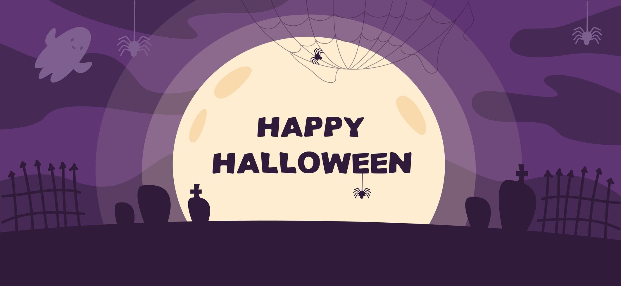 halloween in het maanlicht. horizontale banner vector