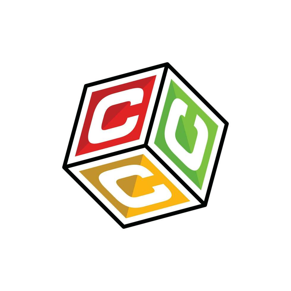 verdrievoudigen brief c kubus modern illustratie sjabloon, voor logo ontwerp of logo merk vector