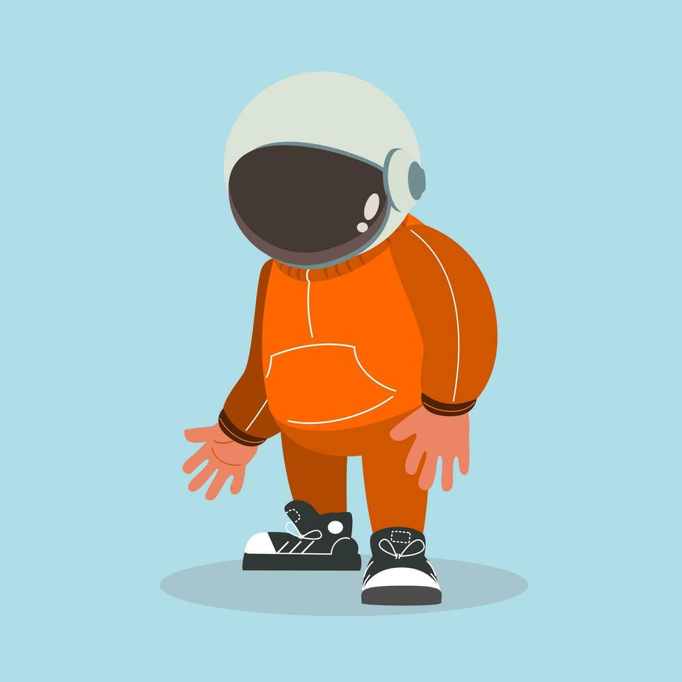 schattig koel astronaut vervelend helm oranje trui vector illustratie