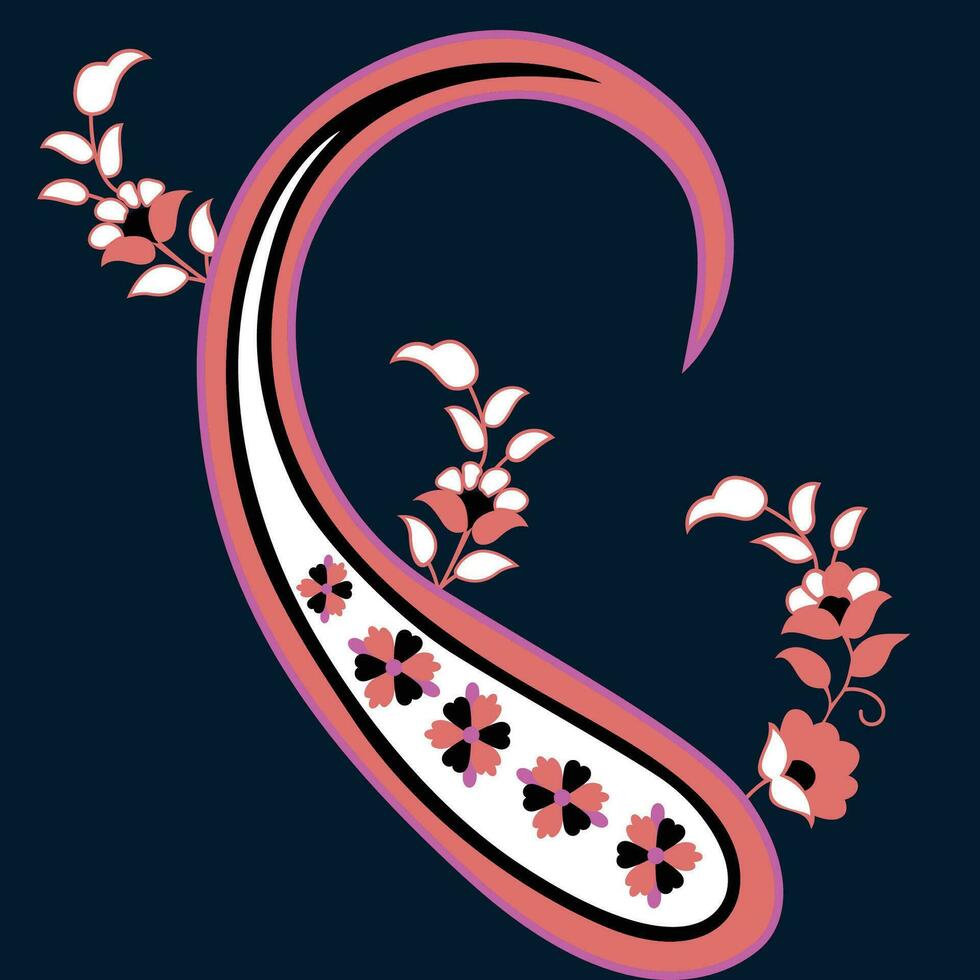 een prachtig versierd minimaal vlak paisley met ingewikkeld bloemen en blad motieven vector