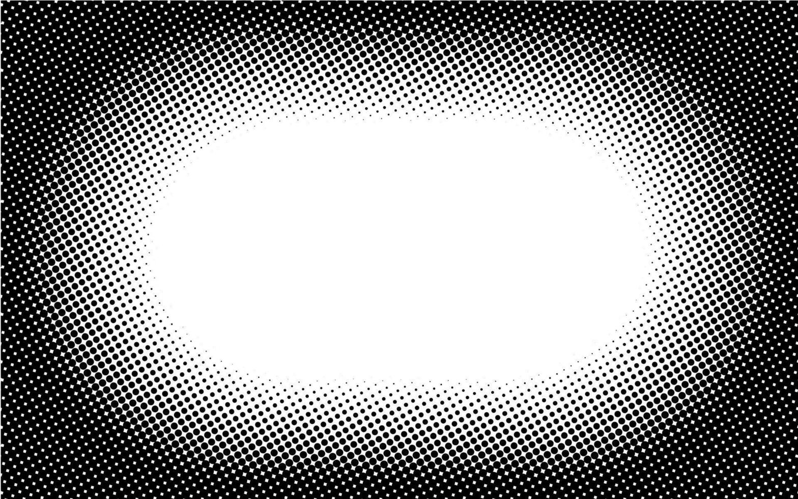 horizontaal capsule kader helling halftone stippel achtergrond. dots structuur banier sjabloon. structuur bedekking grunge nood lineair. zwart en wit duotoon vervaagd effect indeling. vector illustratie