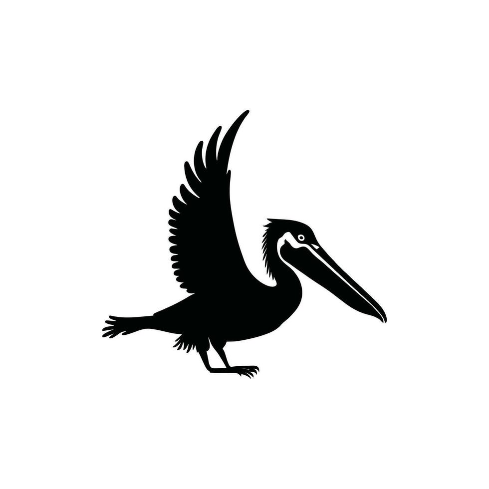 zwart en wit pelikaan vector silhouet. geïsoleerd pelikaan Aan wit achtergrond