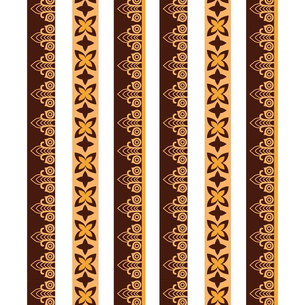 een bruin en wit gestreept grens patronen met goud ontwerpen vector