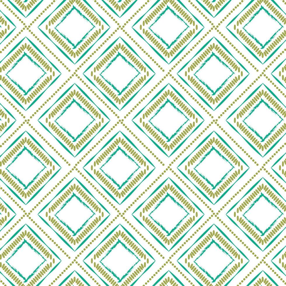 een levendig diamant patroon in groen en geel Aan een schoon wit achtergrond vector