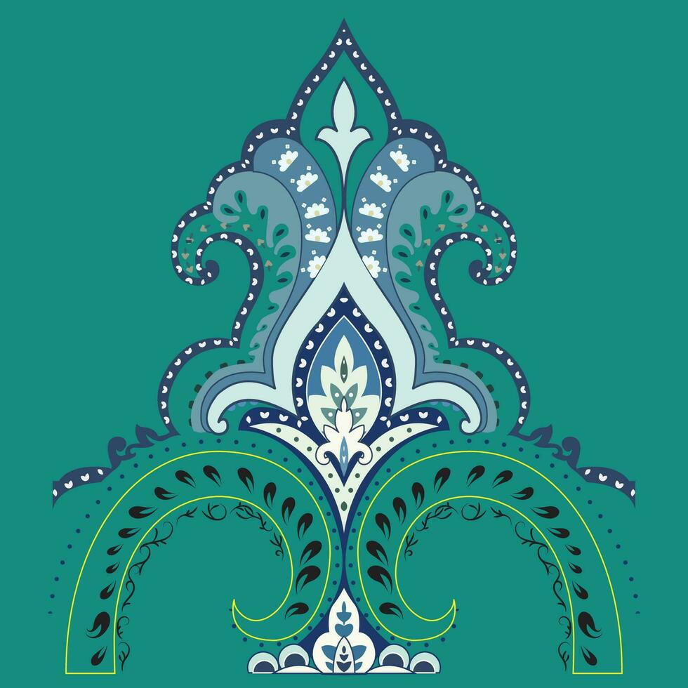 een blauw en groen sier- ontwerp Aan een groen achtergrond vector